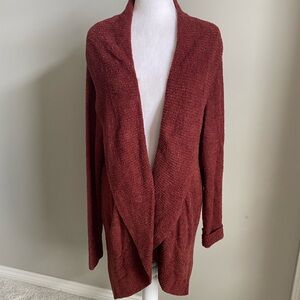 Cozy Red Open Front Cardigan Sweater